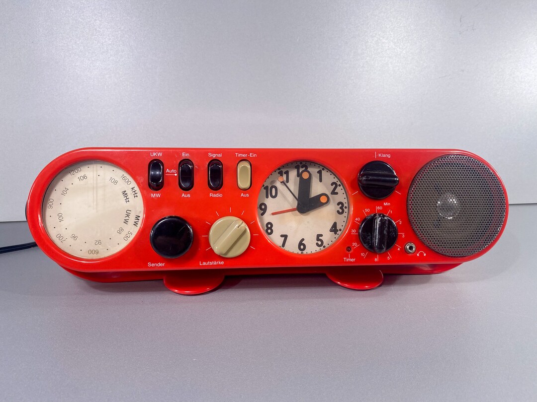 80s Kitchen Clock Kitchen Clock Radio Red With Analog Clock Etsy