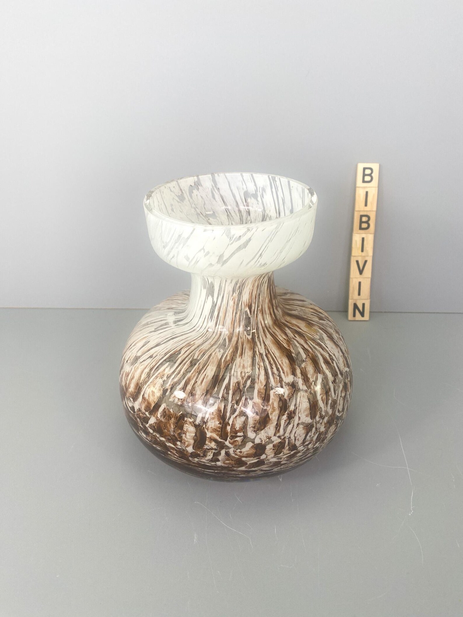 Vase Murano Style in a Bulbous Shape Speckled White and Brown - Etsy