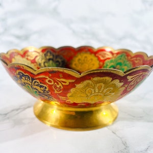 Indian brass bowl, peacock jewelry bowl, India, decoration