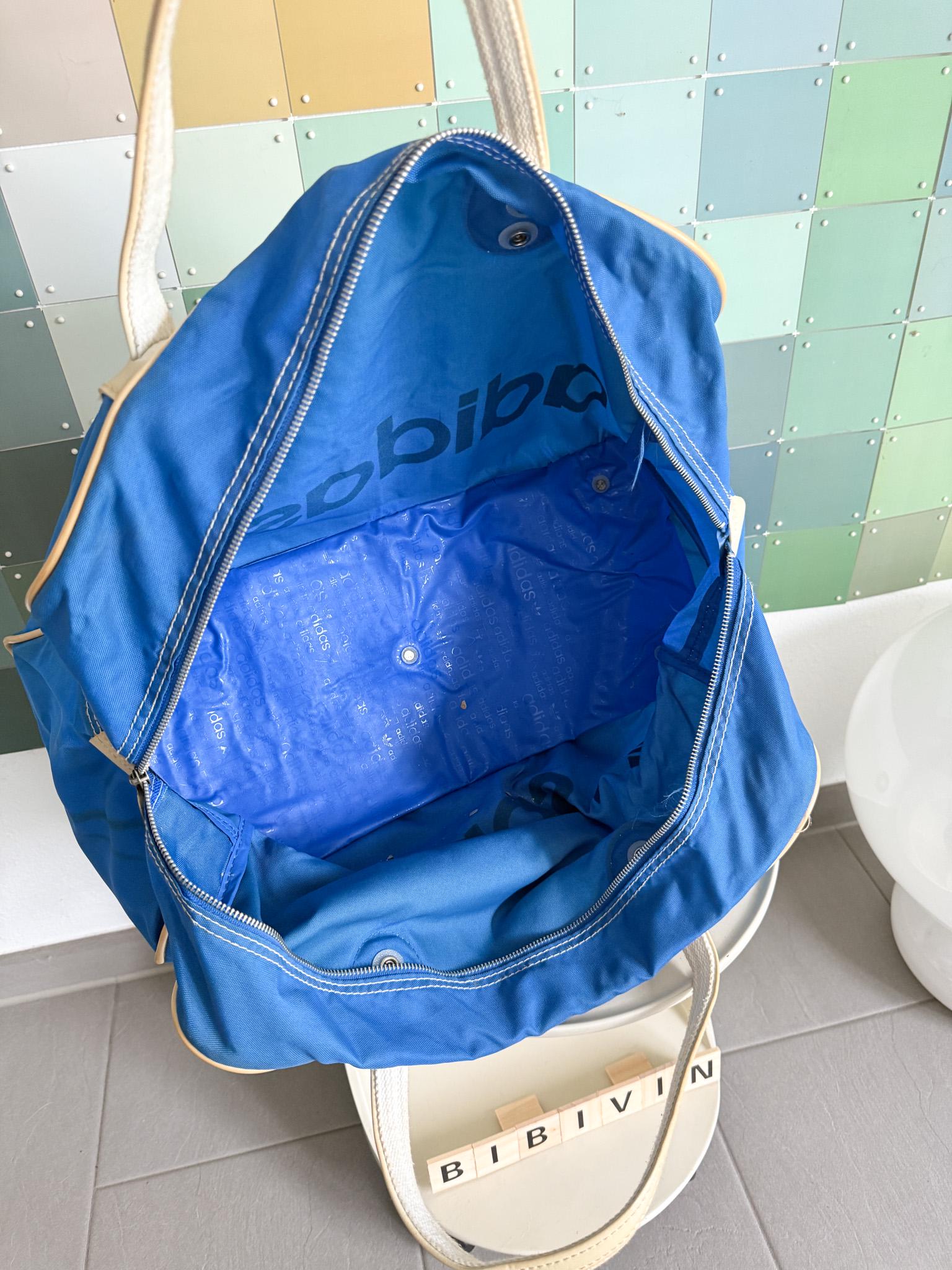 Adidas Sports Bag 80s – Blue With Trefoil and Faux Leather Handle