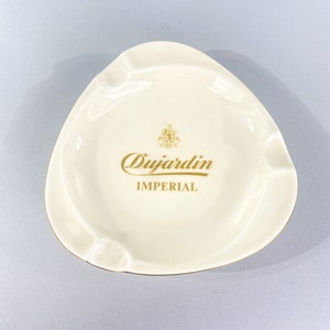 old pubs ashtray, Dujardin Imperial, beige with gold rim porcelain
