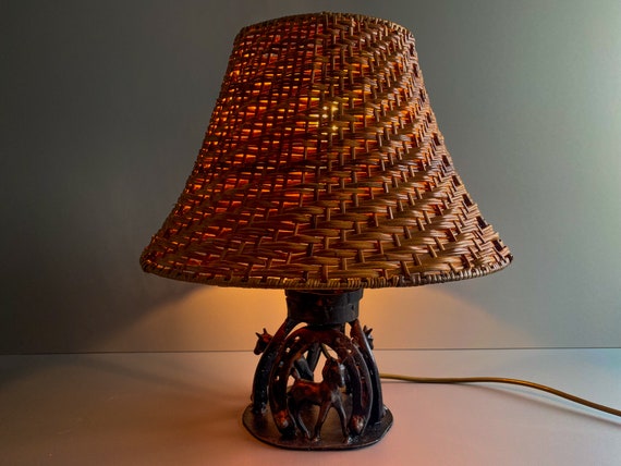 Vintage wicker table lamp deals