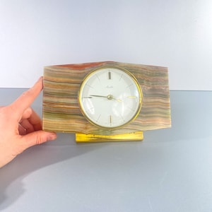 Fireplace clock, table clock in marble by Mauthe, vintage