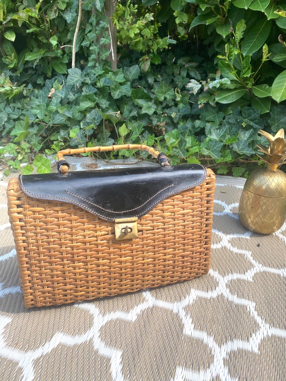 Vintage bag wicker bag rattan bag 50s / 60s