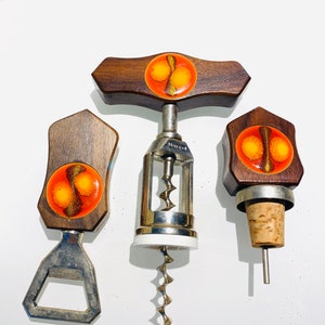 Vintage bottle opener set, bar set, mid century 70s, Monopol company