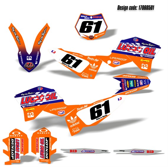 2007 2008 2009 2010 KTM SX SXF 125 250 450 525 THROWBACK BLUE DECALS ORANGE