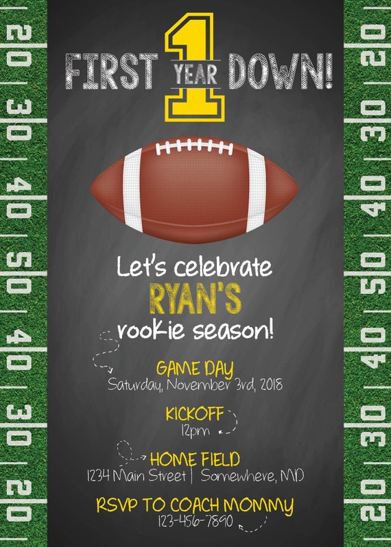 Football First Birthday Invitation Digital File Etsy