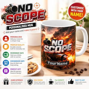 No Scope sniper gaming graphic Mug | Personalized name option
