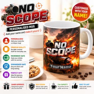 No Scope sniper gaming graphic Mug | Personalized name option