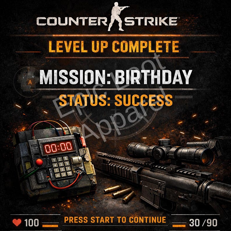 Counter Strike Birthday Card Printable, Gamer Birthday Card, FPS Gaming ...