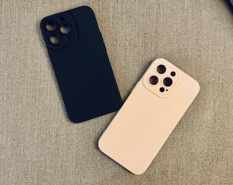 Solid Black / Creamy White Soft Matte Silicone Phone Case - Slim iPhone X / 11 / 12 / 13 / 14 / 15 / Pro / Pro Max Phone Cover