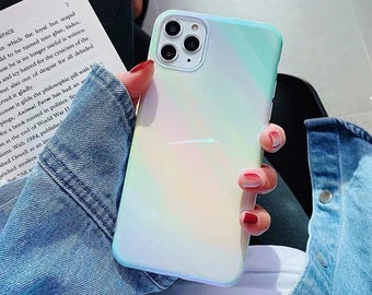 Chrome Rainbow Slim iPhone X/Xs / XR / 11 / 12 / 13 / Pro / Pro Max Phone Case - Micro Glitter Pastel Gradient Phone Cover