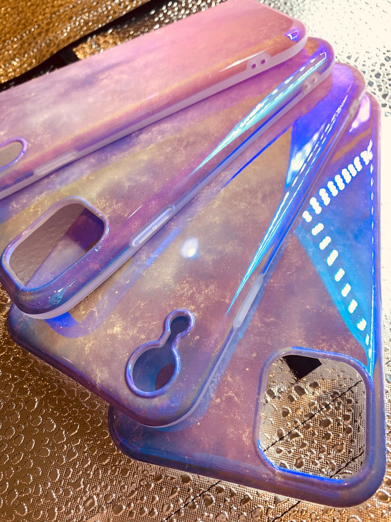 Holographic Marbled Micro Glitter Phone Case Watercolor Etsy