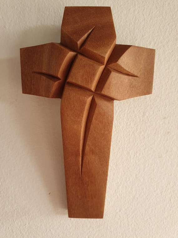 Wall Cross Wood Catholic Crucifix Wooden Carved Religious Cross Wood  Carvings Housewarming Gifts Wood Gifts High Detailed 