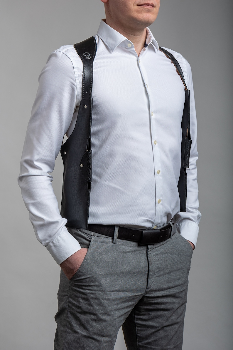 Plain Front Wider Connection Leather Shoulder Holster Bag Holster Bag