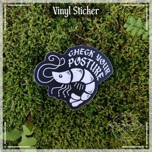 Check Your Posture Shrimp - Blackletter Style | 3" Vinyl Sticker