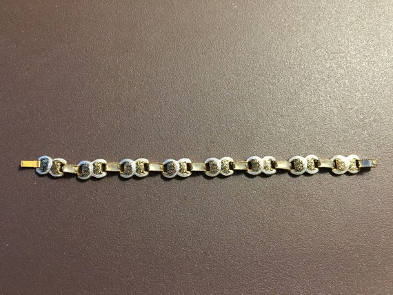 Vintage 1940s Damascene & Moonstone Link Bracelet