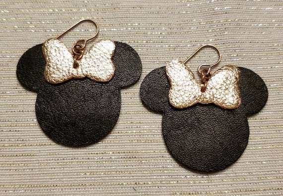 Mouse Inspired Minnie mickey Earrings Leather Disney Trip Etsy