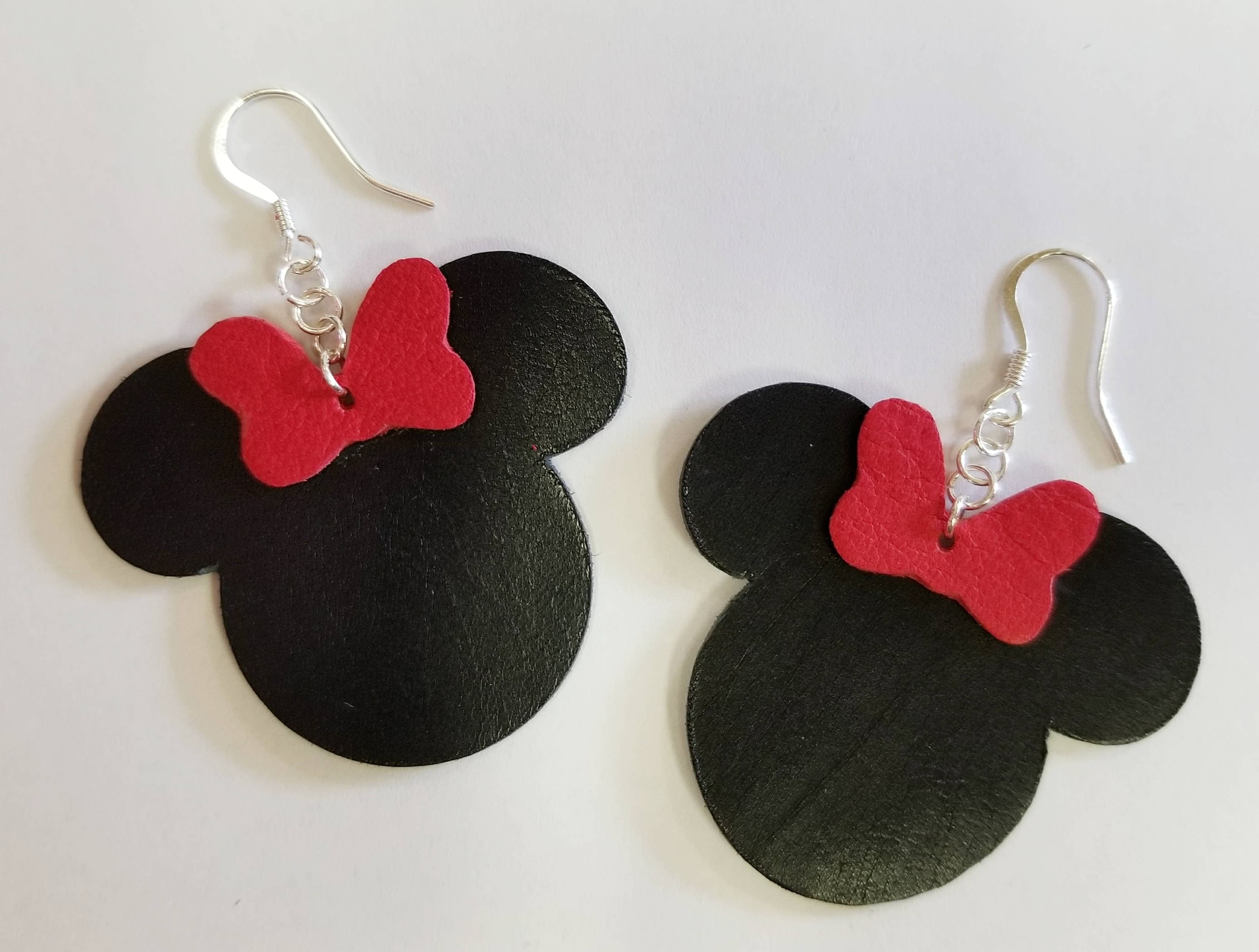 Mickey Mouse Inspired Faux Leather Earrings Disney Inspired Faux Leather Earrings Mouse Ears Earrings Chunky Glitter Earrings