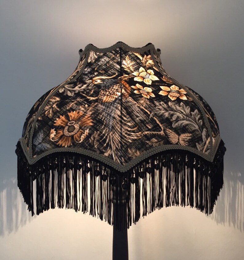 Black and Gold Vintage Lampshade Victorian Lampshade Fringe Etsy UK