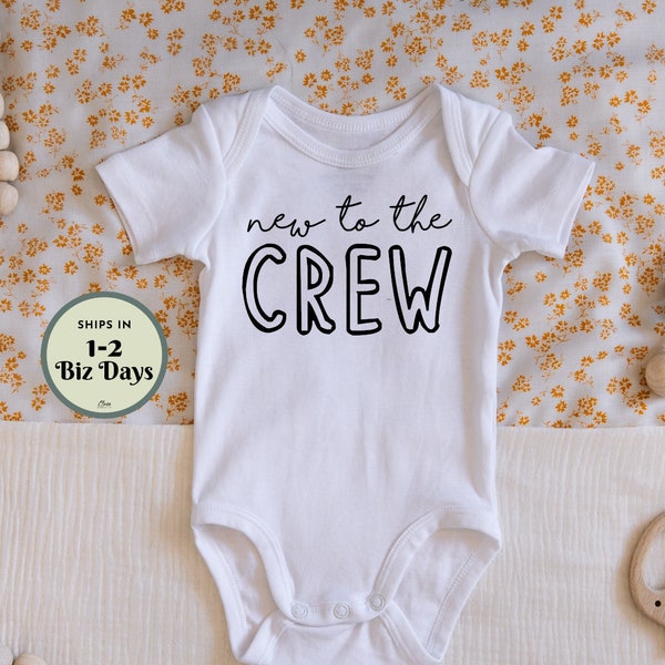 New To The Crew Baby Onesie™ Newborn Welcoming New Parents Gift Cute Fun Pink Blue Baby Bodysuit Pregnancy Announcement Reveal Keepsake