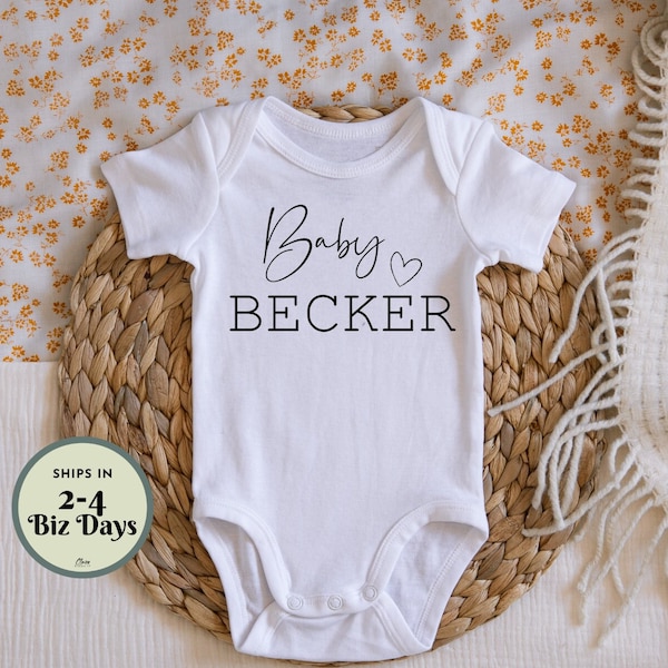 Custom Pregnancy Announcement Onesie With Last Name and Heart- Baby Gift -Shower - Custom Bodysuit - Newborn Onesie - Little Bear Hello Baby