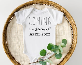 QUICK SHIP Coming Soon Due Date Baby Onesie™ - Pregnancy Announcement - Baby Announcement - Pregnancy Reveal