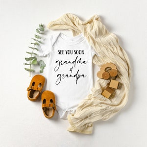 QUICK SHIP See You Soon Grandma and Grandpa BABY Onesie™ - Perfect for revealing or announcing pregnancy to grandparents - we&#39;re expecting
