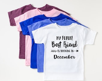 BFF Arriving Soon Tee - Baby Due Date Tee - Welcoming Pregnancy Announcement Toddler Shirt - Kids Best Friend Baby Reveal - Future BFF Shirt