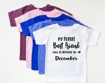 BFF Arriving Soon Tee - Baby Due Date Tee - Welcoming Pregnancy Announcement Toddler Shirt - Kids Best Friend Baby Reveal - Future BFF Shirt