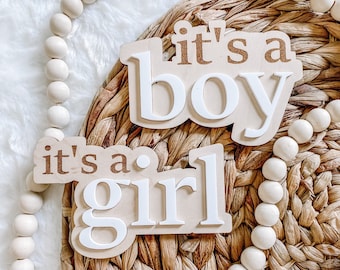 It’s a Boy Gender Reveal Wood Sign - It’s a Girl Birth Announcement - Milestone Card - Hospital Sign - 3D Wood Photo Prop - Plaque