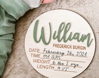 Personalized Baby Name Announcement Sign - Custom 3D Wood & Acrylic Hospital Photo Prop - Nursery Decor, 4 Designs