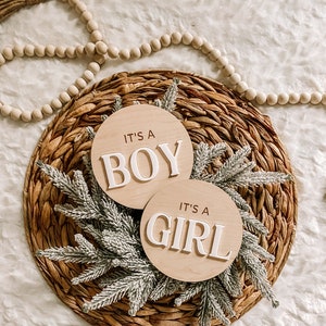 Panneau en bois révélateur de sexe - faire-part de naissance de fille - carte jalon - panneau d'hôpital - accessoire photo 3D en bois - plaque c'est un garçon