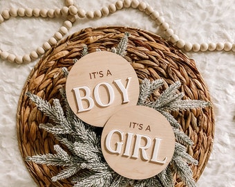 Gender Reveal Wood Sign - It’s a Girl Birth Announcement - Milestone Card - Hospital Sign - 3D Wood Photo Prop - Its a Boy Plaque