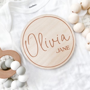 Plaque de faire-part de naissance PERSONNALISÉE - cadeau de douche - accessoire photo en bois gravé de stat de naissance en bois - nom en bois signe A3