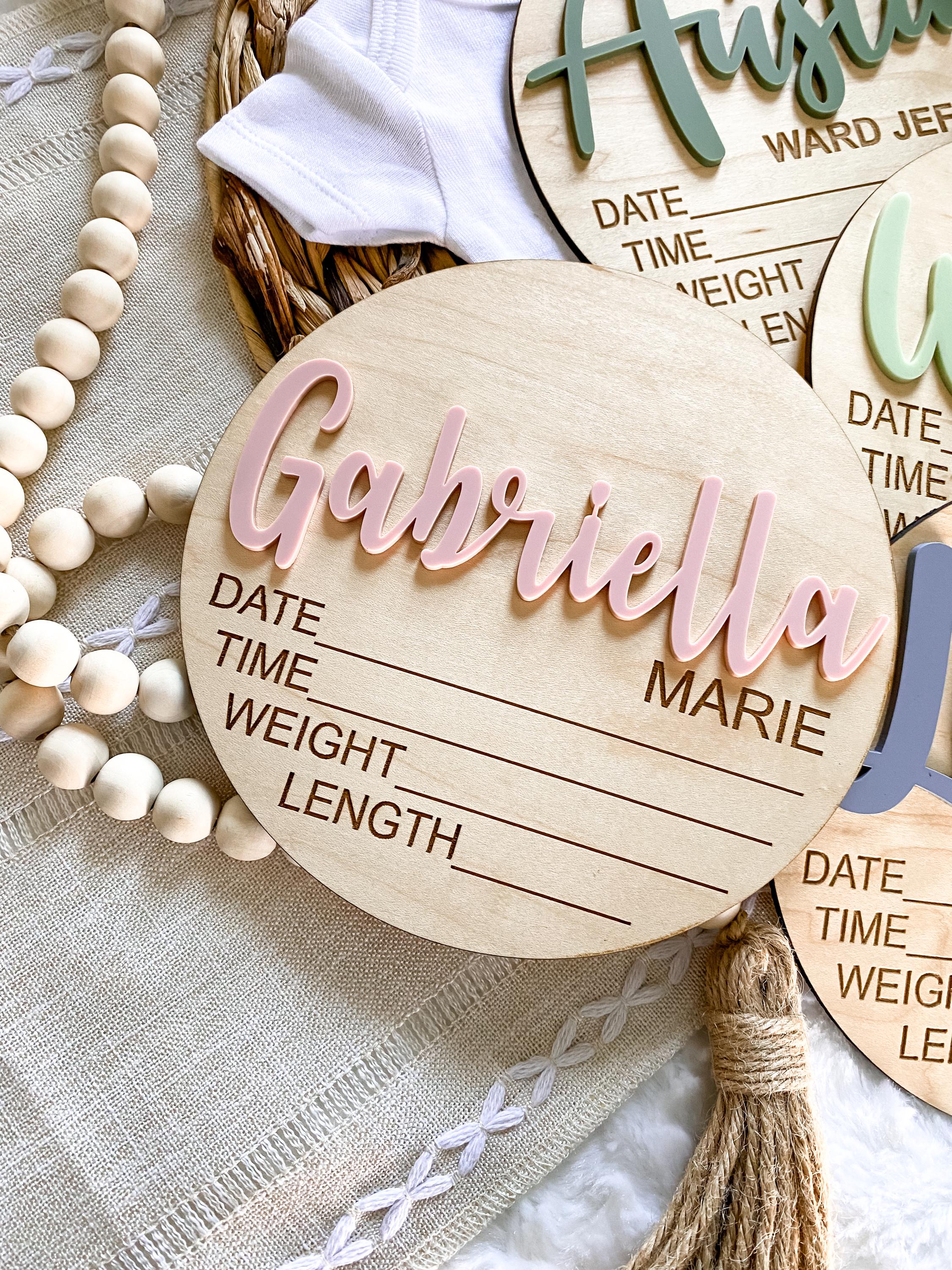 Custom Baby Name Circle - Milestone Card - Hospital Sign - Birth Stat ...