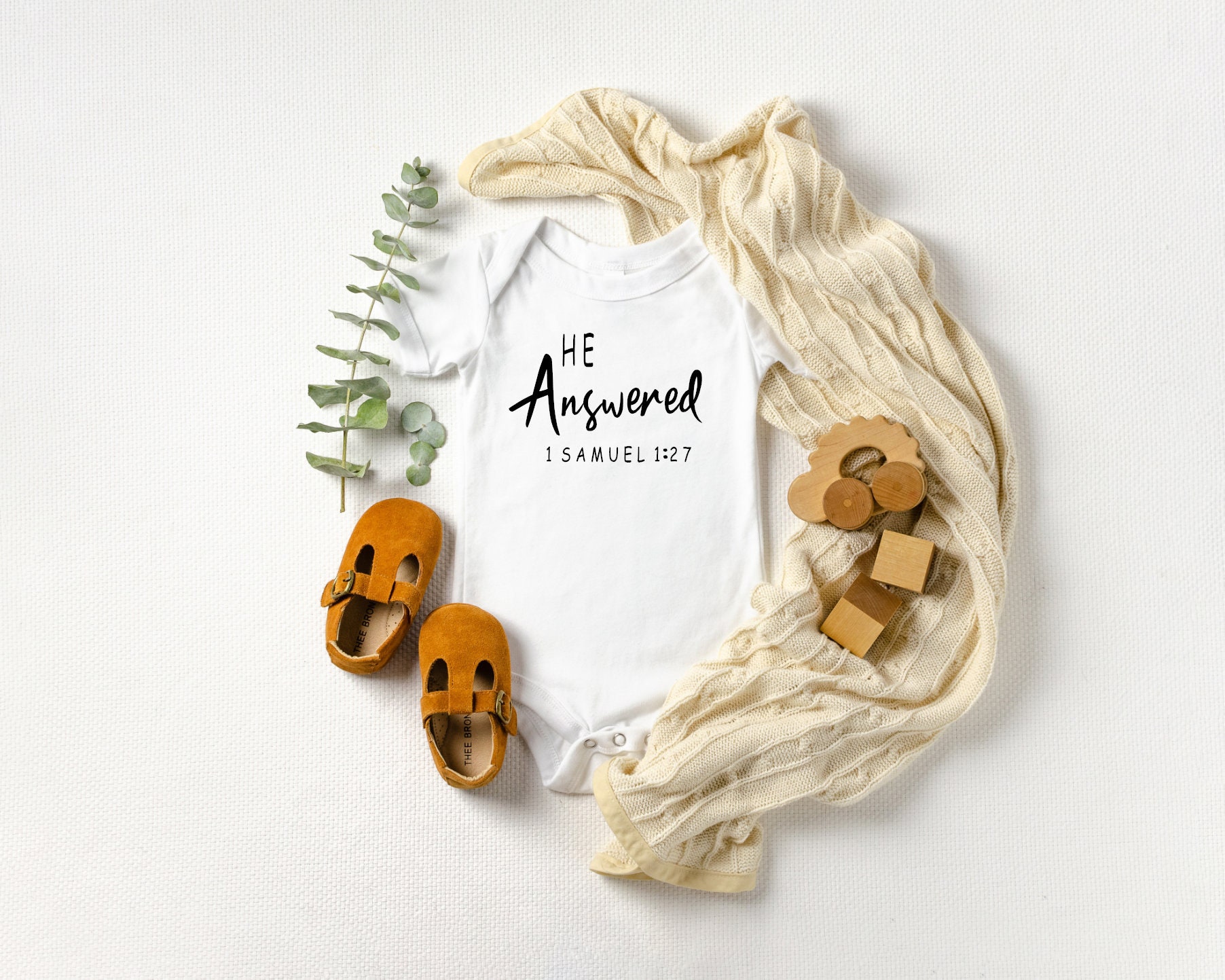 QUICK SHIP Bible Verse He Answered Prayer Pregnancy Announcement Baby…