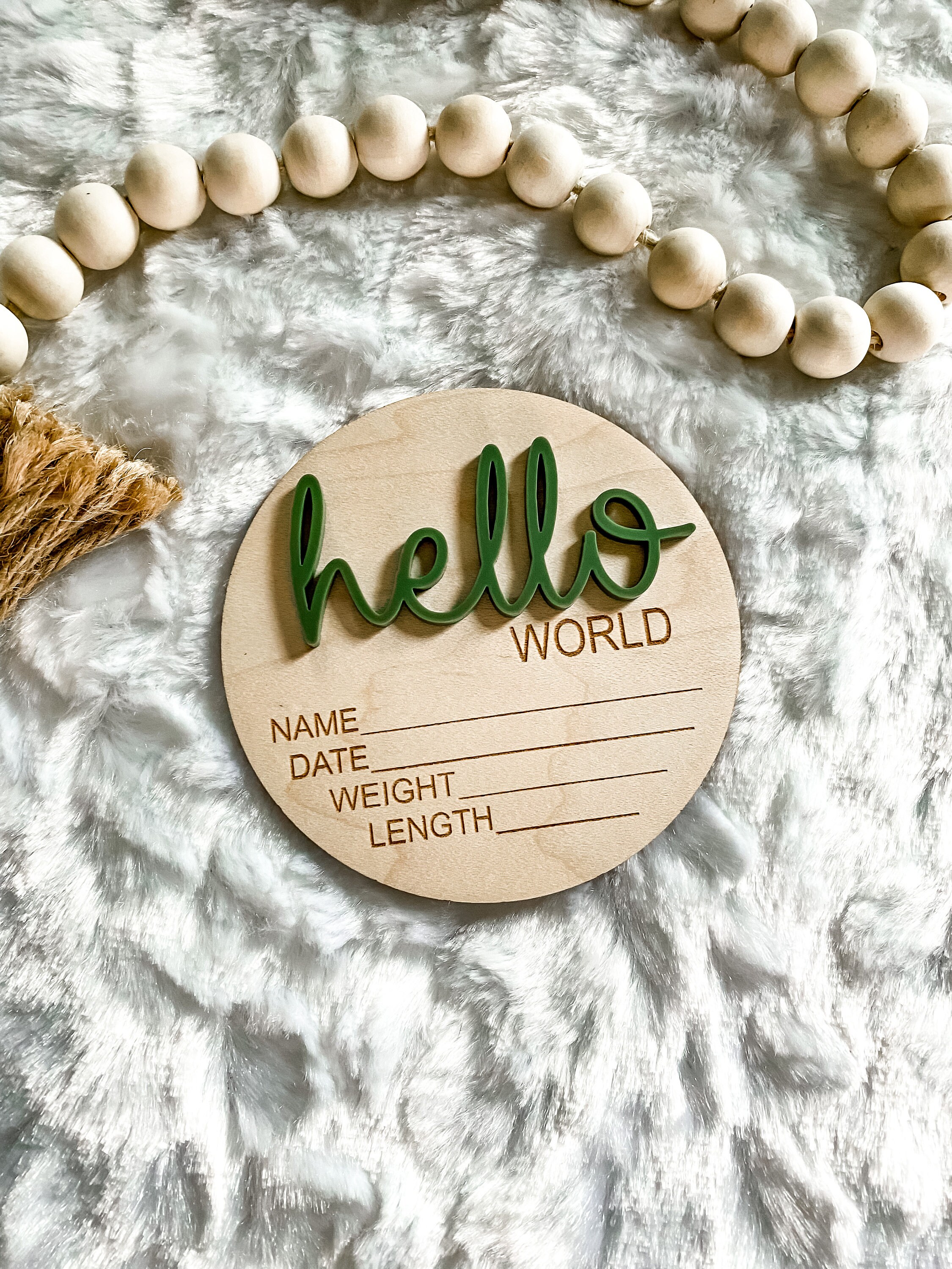 3D Baby Birth Announcement Wood Disc - Newborn Birth Stat Circle ...