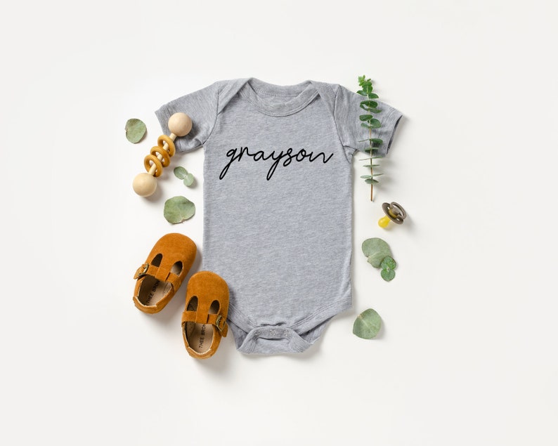 Monogram Script Baby Name Onesie™ Perfect for Revelaing Etsy