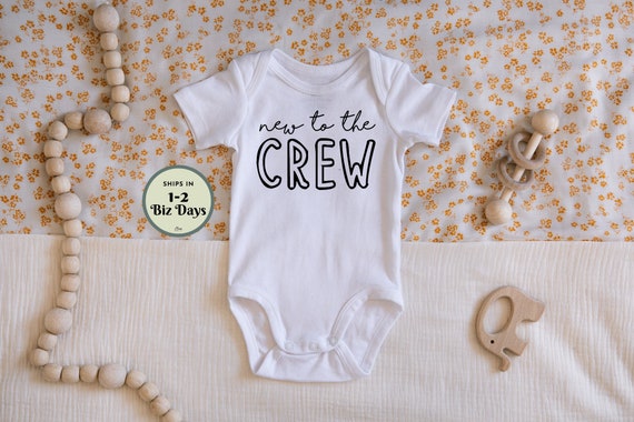 New To The Crew Baby Onesie™ Newborn Welcoming New Parents Gift Cute Fun Pink Blue Baby Bodysuit Pregnancy Announcement Reveal Keepsake