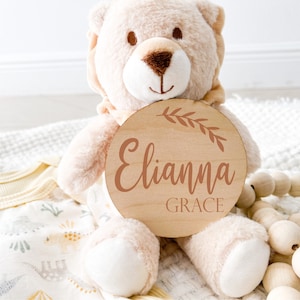 Custom Baby Sign FULL NAME Birth Announcement Wooden Plaque Photo Prop Personalized Engraved Nursery Wall Art Baby Shower Welcoming Gift