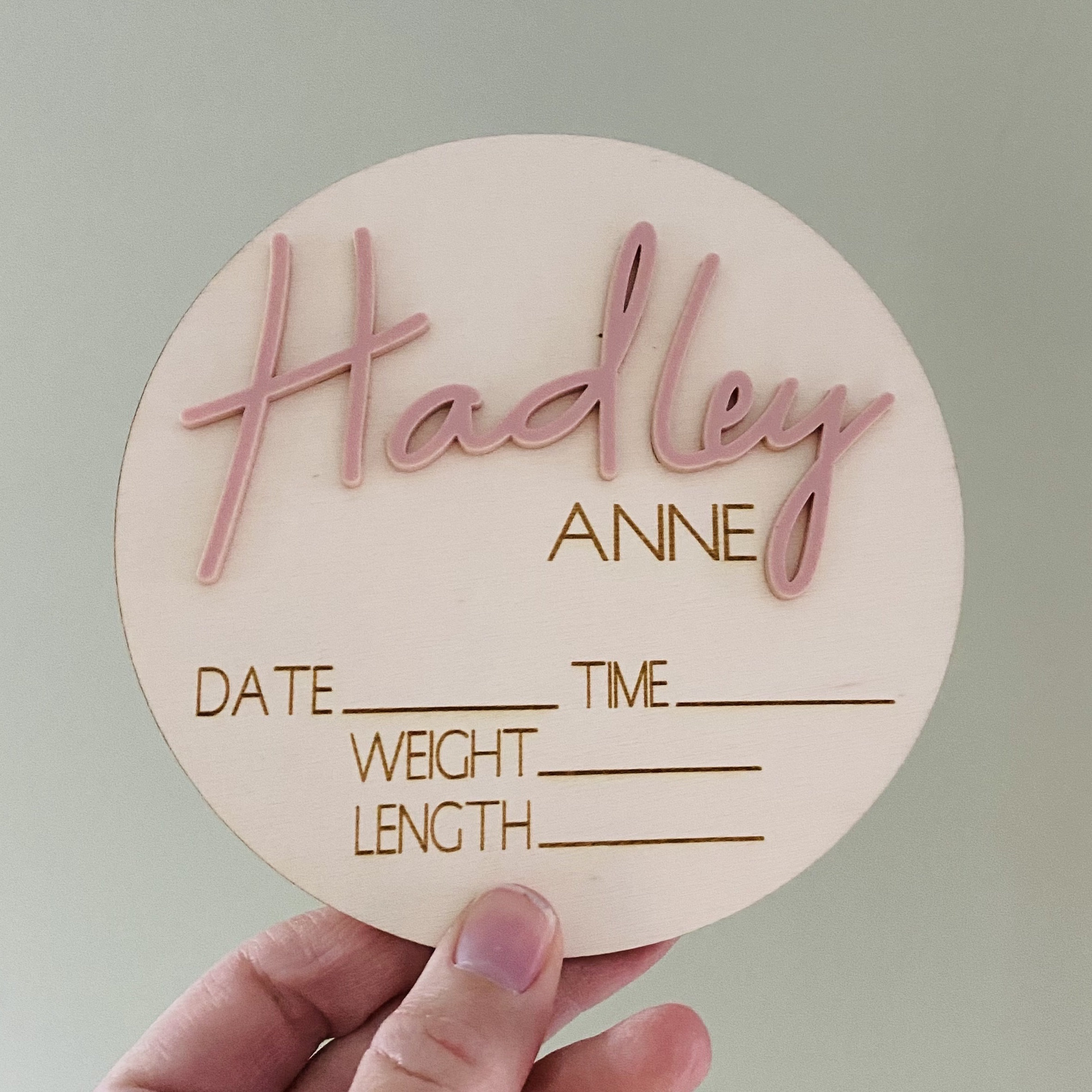 Custom Baby Name Circle - Milestone Card - Cursive Hospital Sign ...