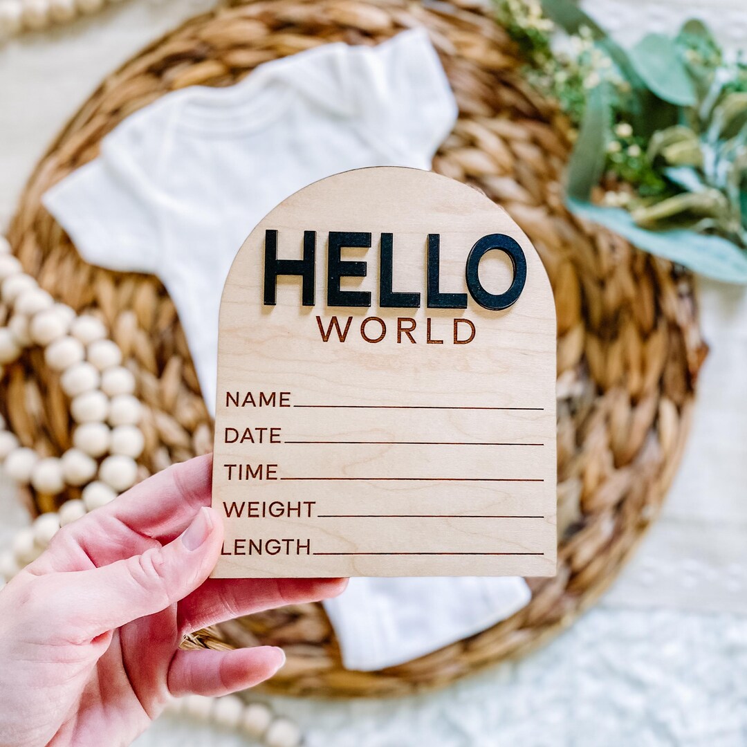 Modern Birth Announcement Wood Hospital Sign - Newborn Birth Stat ...