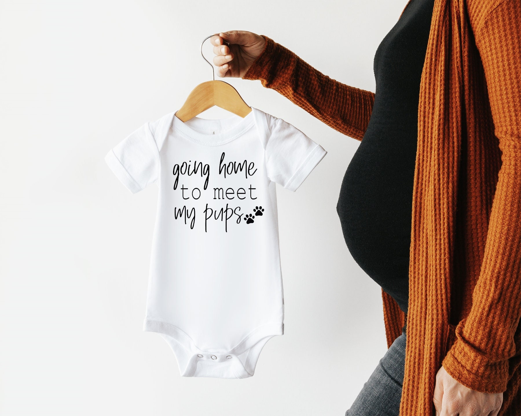 QUICK SHIP Going Home to Meet My Pups Onesie™ - Pregnancy Announcemen…