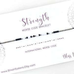 STRENGTH Morse Code Bracelet | Morse Code Jewelry | Dainty Stacking Bracelet | Secret Message | Friendship Bracelet | Friendship Gift