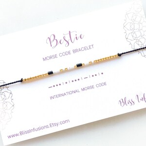 BESTIE Morse Code Bracelet | Morse Code Jewelry | Dainty Stacking Bracelet | Secret Message | Friendship Bracelet
