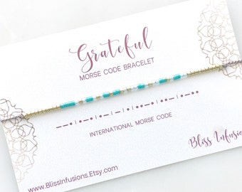 Bracelet de code Morse reconnaissant | Bijoux en code morse | Bracelet empilable | Bracelet mot | Message secret | Bracelet Gratitude