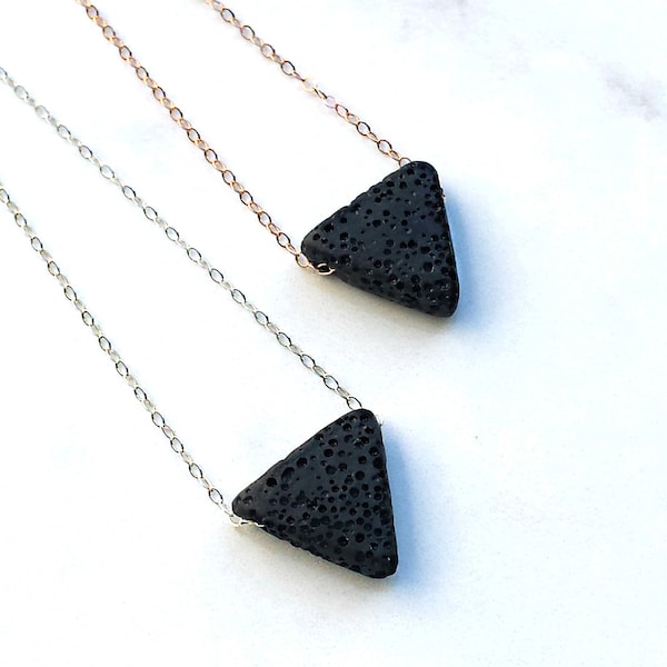 Triangle Lava Diffuser Necklace / Essential Oil Necklace / Lava Stone Necklace / Diffuser Jewelry/ Stress Relief Gift