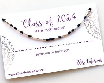 GRADUATION GIFT / Class of 2024 Morse Code Bracelet / Graduation Bracelet / Stacking Bracelet / Friendship Bracelet / Personalized Gift