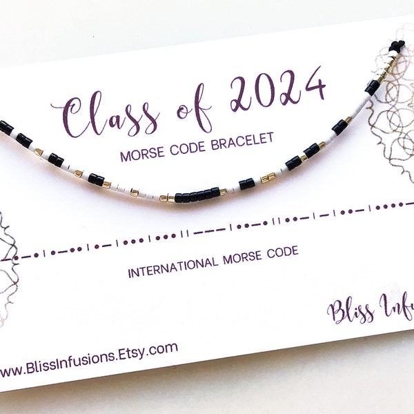 GRADUATION GIFT / Class of 2024 Morse Code Bracelet / Graduation Bracelet / Stacking Bracelet / Friendship Bracelet / Personalized Gift